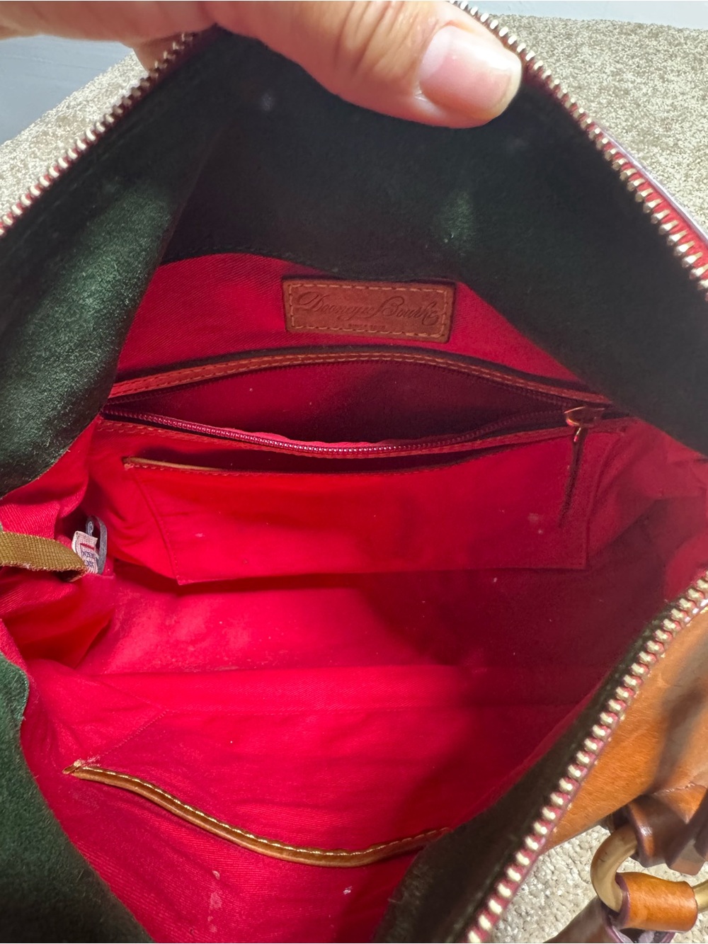 Dooney & Bourke Tan Leather Satchel with Brass Hardware - Picture 5 of 6
